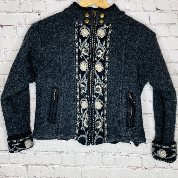 Icelandic Design Gray Wool Knitted Jacket Medium - Picture 1 of 11